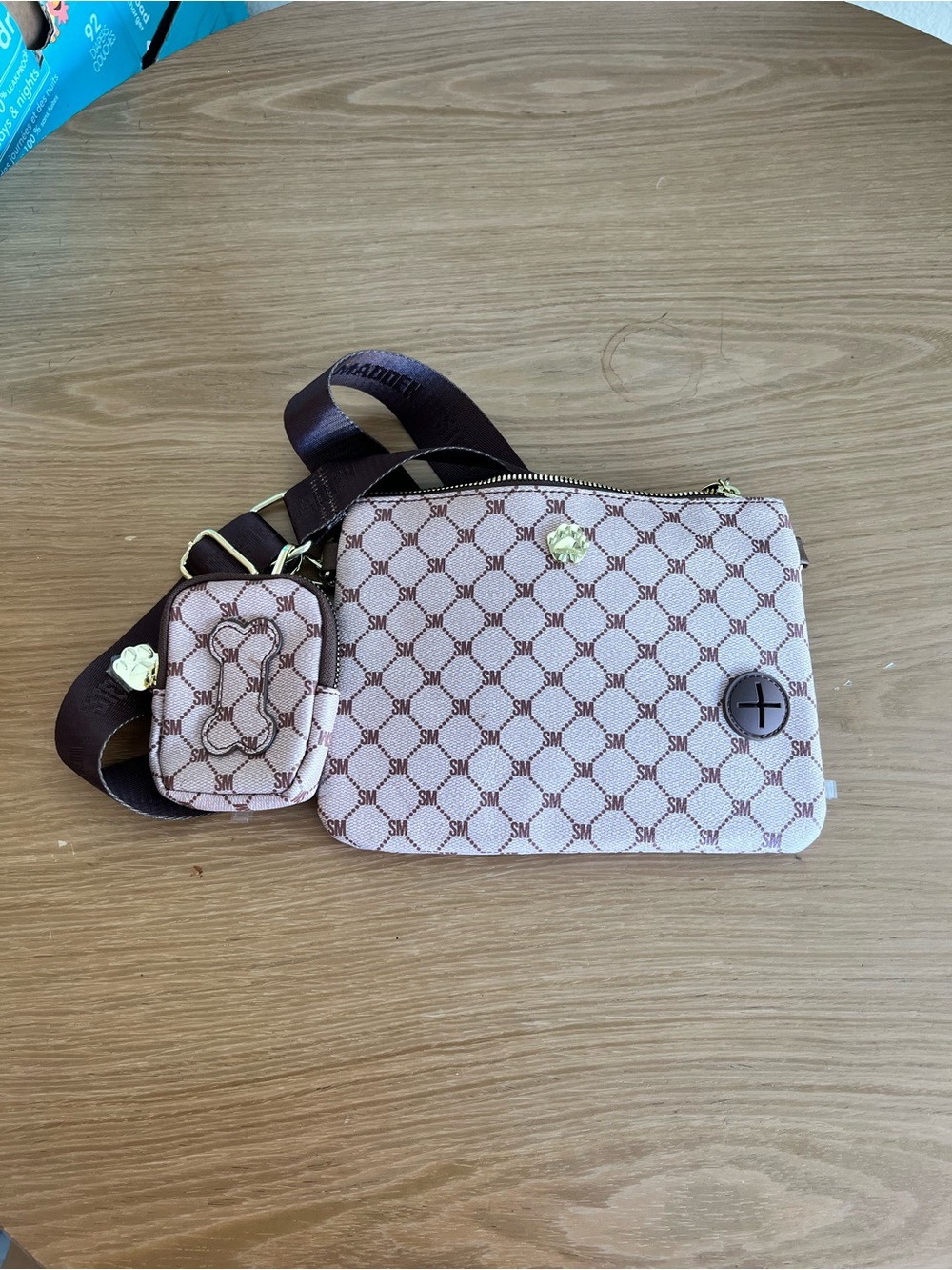 NWT Steve Madden Cream Multi Crossbody Waste Bag Port